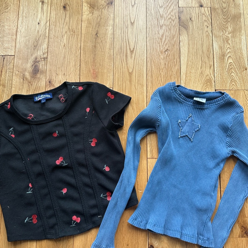 Zara Ribbed Long Sleeve Star Tshirt Freshman 1996 Black Cherry Baby Girls 6-7